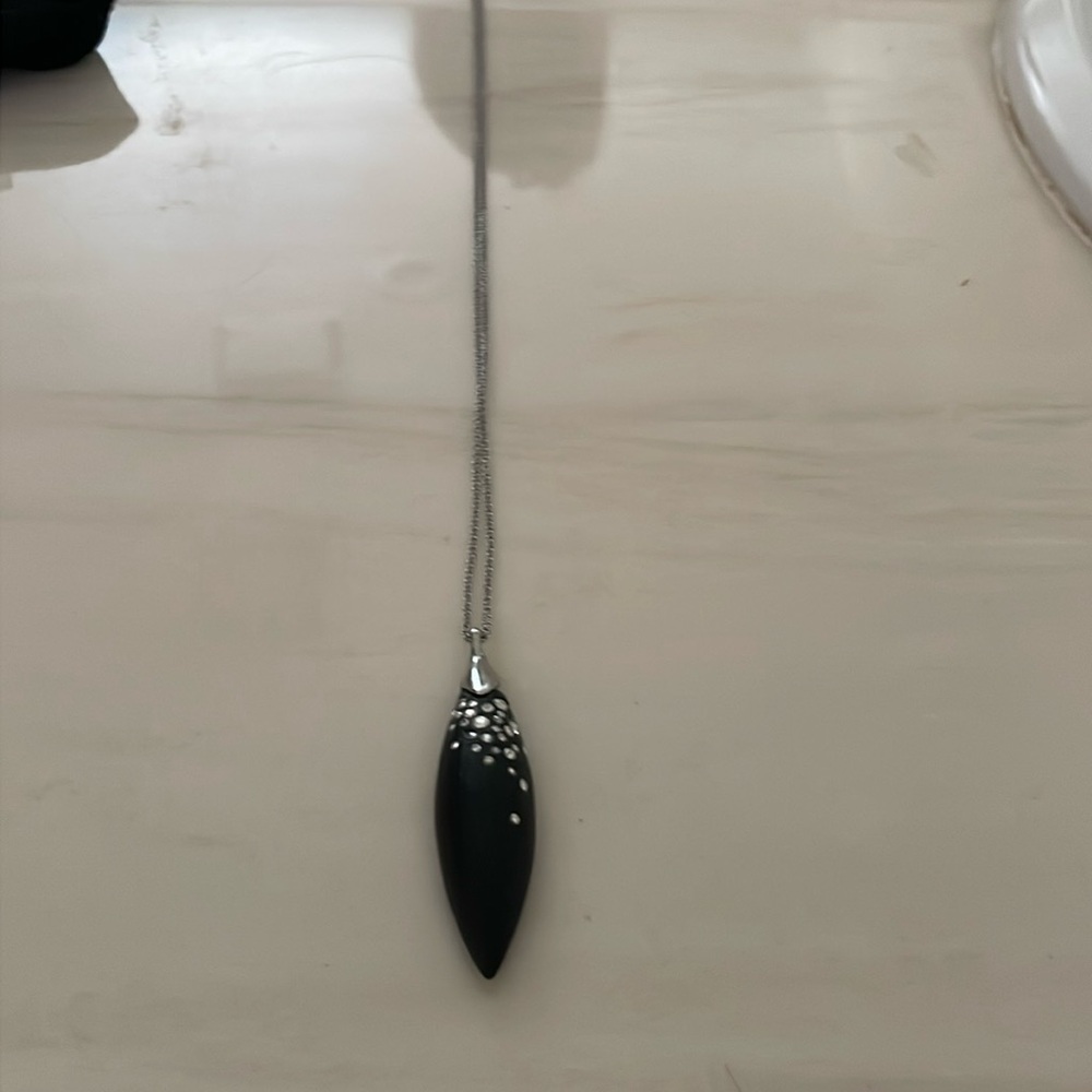 Alexis Bittar black lucite rhinestone encrusted sphere necklace Statement piece!